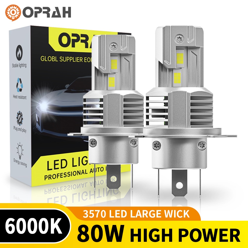Oprah 2 Chiếc K10 80W Công Suất Cao Siêu Sáng H4 Đèn Pha LED 3570 Đèn Pha Ô Tô Chùm Thấp Cao Bóng Đè