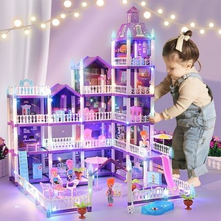 Nhà Búp Bê Cho Bé Gái, 16 Phòng Nhà Búp Bê Có Búp Bê Hình, Chó Con, Đồ Nội Thất, Phụ Kiện, Đèn LED, Nhà Chơi Quà Tặng Cho Bé Gái Đồ Chơi Trẻ Em Đồ Chơi Mô Phỏng Nhà Lâu Đài Bé Gái
