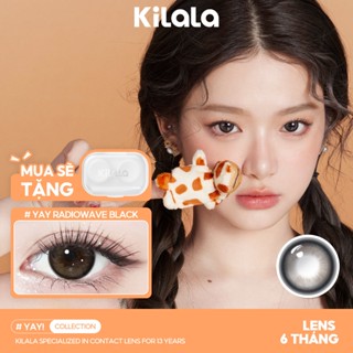 Kính áp tròng Kilala màu đen Yay Radiowave Black lens cận 6 tháng DIA 14.2mm có độ (0-8) 1 cặp