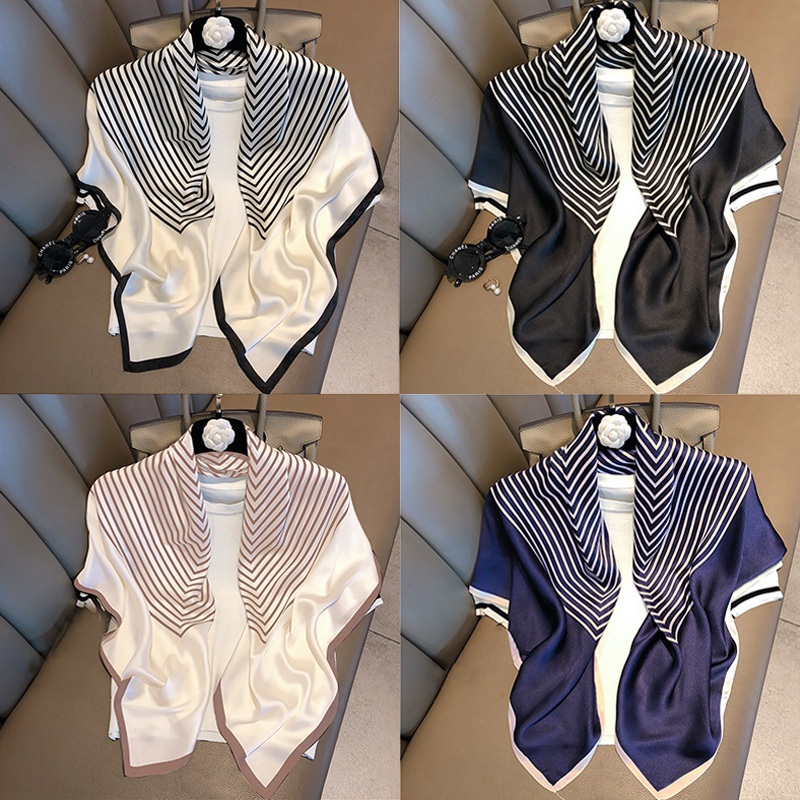 90cm Khăn Quàng Cổ Lụa Hình Vuông Đi biển chống nắng 90x90cm Bao bì trang trí Chất Liệu Lụa Mềm Mại Thời Trang B108