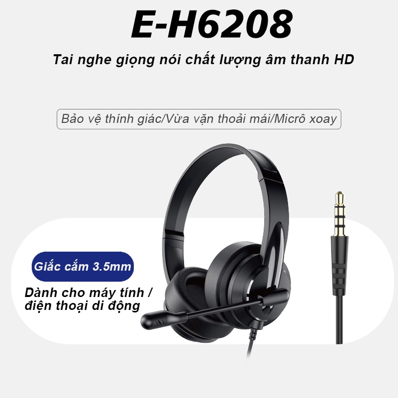 Tai nghe chụp tai SPRISE H6208 có dây âm thanh nổi giảm tiếng ồn có thể điều chỉnh kích thước kèm mic trung tâm cuộc gọi hội nghị có âm thanh đầu cắm USB 3.5mm | BigBuy360 - bigbuy360.vn