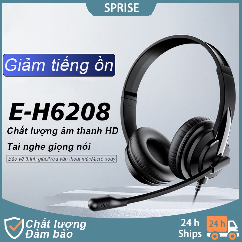 Tai nghe chụp tai SPRISE H6208 có dây âm thanh nổi giảm tiếng ồn có thể điều chỉnh kích thước kèm mic trung tâm cuộc gọi hội nghị có âm thanh đầu cắm USB 3.5mm | BigBuy360 - bigbuy360.vn