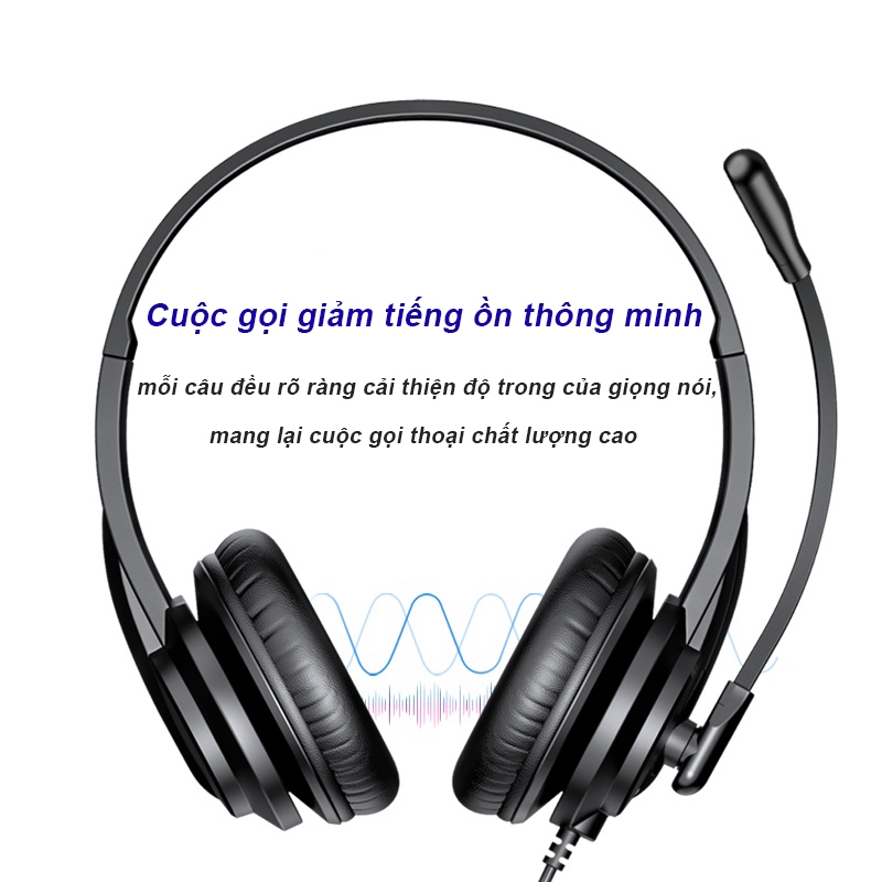 Tai nghe chụp tai SPRISE H6208 có dây âm thanh nổi giảm tiếng ồn có thể điều chỉnh kích thước kèm mic trung tâm cuộc gọi hội nghị có âm thanh đầu cắm USB 3.5mm | BigBuy360 - bigbuy360.vn