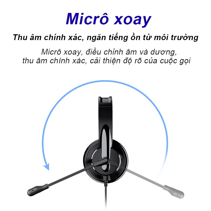 Tai nghe chụp tai SPRISE H6208 có dây âm thanh nổi giảm tiếng ồn có thể điều chỉnh kích thước kèm mic trung tâm cuộc gọi hội nghị có âm thanh đầu cắm USB 3.5mm | BigBuy360 - bigbuy360.vn