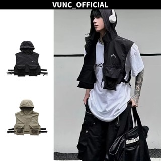 Vunc nam vest thời trang mới hợp thời trang mỹ phong cách chức năng xếp chồng lên nhau vest chiến thuật ngoài trời áo ghi lê không tay áo khoác ngắn