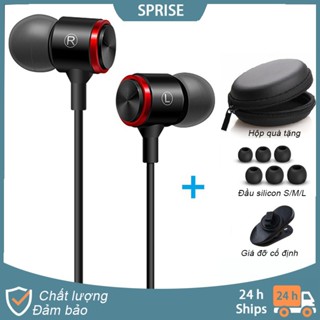 Tai nghe siêu bass SPRISE nhét tai có dây âm thanh nổi có micro chống ồn chuẩn giắc cắm 3.5mm