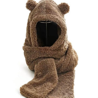 Mũ Lông Tai Gấu Kèm Khăn Quàng Cổ Bao Tay 3 Trong 1 Ấm Áp Mũ Len Tai Mèo Mũ Quàng Cổ Khăn Quàng Cổ