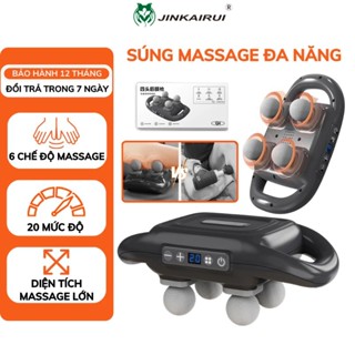 Jinkairui Súng Massage 4 đầu Fascia Gun chuyên nghiệp Rung Máy Massage Cầm Tay 4 Đầu Mát Xa Thư Giãn Cơ Thư giãn cơ mạnh 20KG Massage gun sức mạnh Sử dụng không dây