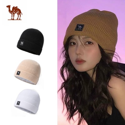 CAMEL CROWN  Plus Nhung Dệt Kim Mũ Nam Nữ Trượt Tuyết Len Mũ Bảo Vệ Tai Lạnh Mũ Đi Xe Đạp