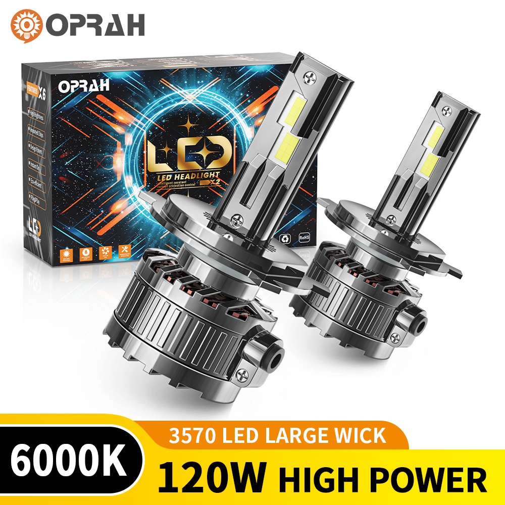 Oprah 2 Chiếc Q15 120W Công Suất Cao Siêu Sáng H4 Đèn Pha LED 3570 Đèn Pha H1 H7 H11 9006 Bóng Đèn P