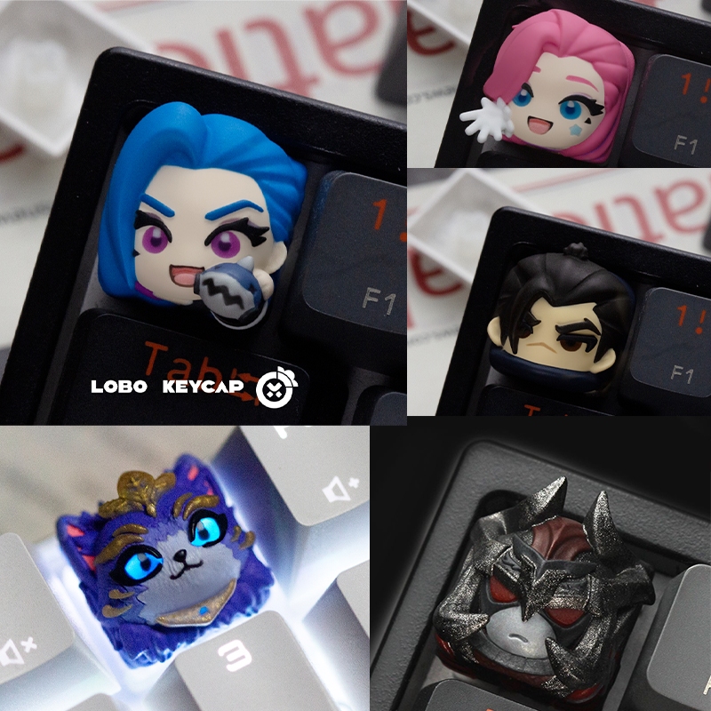 Lobo Keycap Jinx Anime Bàn Phím Cơ Keycaps Nguyên Bản Nhựa Nghệ Thuật Tùy Chỉnh Hoạt Hình Dễ Thương 