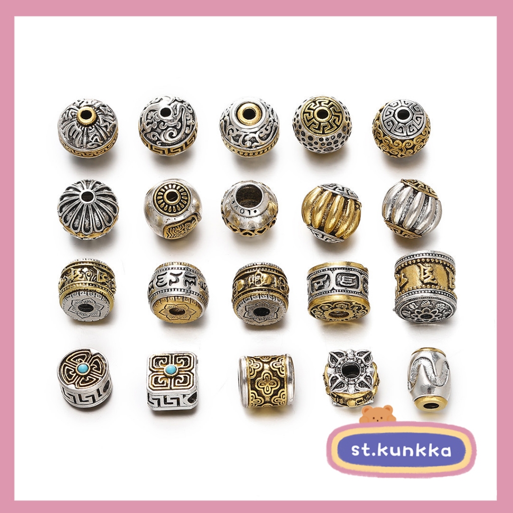 St.kunkka 1-5 Chiếc Hợp Kim Miếng Đệm Hạt Họa Tiết Retro Tây Tạng Miếng Đệm Hạt Vận Chuyển DIY Tay Dây Mặt Dây Chuyền Vòng Tay Vòng Cổ Phụ Kiện Trang Sức