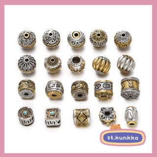 St.kunkka 1-5 Chiếc Hợp Kim Miếng Đệm Hạt Họa Tiết Retro Tây Tạng Miếng Đệm Hạt Vận Chuyển DIY Tay Dây Mặt Dây Chuyền Vòng Tay Vòng Cổ Phụ Kiện Trang Sức