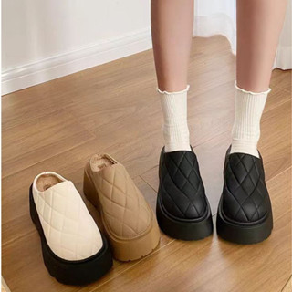  Giày Bốt Tuyết Nữ 2025 Phong Cách Mới Tăng Chiều Cao 6.5CM Nâu   Đen   Trắng Đế Dày Ngón Chân Dép Lót Lông Cừu Giày Cotton Ấm Áp 