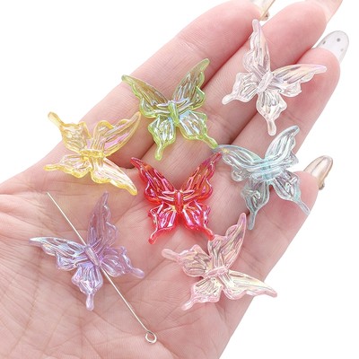 Beadia 20 miếng 25 × 25mm Acrylic Trong Suốt Nhiều Màu Sắc Bướm Phụ Kiện Hạt Cho DIY Trang Sức Vòng Tay Vòng Cổ Làm Phụ Kiện