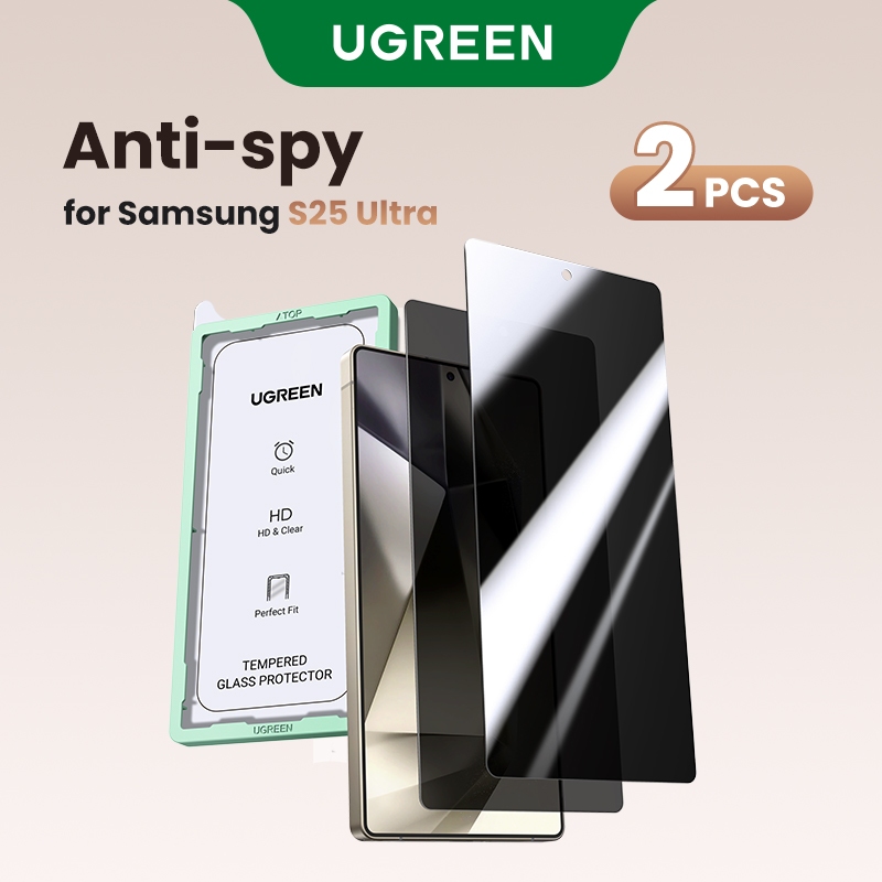 Ugreen 2 Miếng Dán Bảo Vệ Màn Hình Riêng Tư Cho Samsung S25 Ultra Kính Cường Lực Siêu Chống Gián Điệ