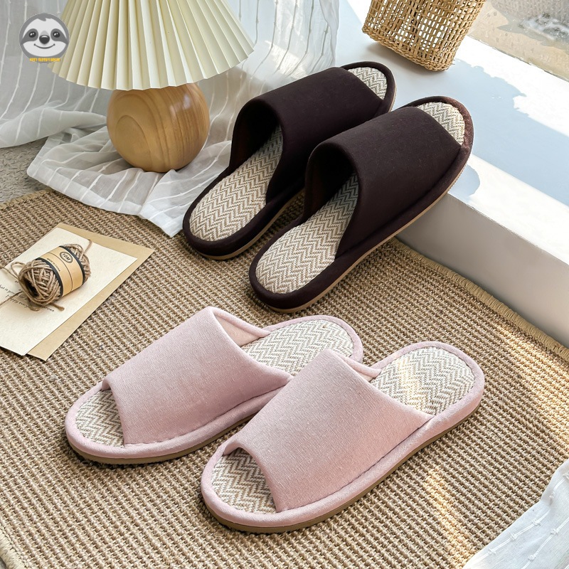 Phong cách Nhật Bản Muji Style / Dép đế gợn nước Dép đế / Dép đi trong nhà thoải mái / Dép vải lanh 