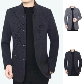 Aokong Áo Khoác Nam Thu Đông Cotton Đệm Dày Cổ Đứng Máy Bay Ném Bom Áo Khoác Công Sở Thường Ngày