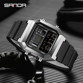 Sanda 6216-2 / còn hàng Thanh niên Cá tính Linh kiện điện tử Đồng hồ nam LED kỹ thuật số chống nước thể thao mát mẻ