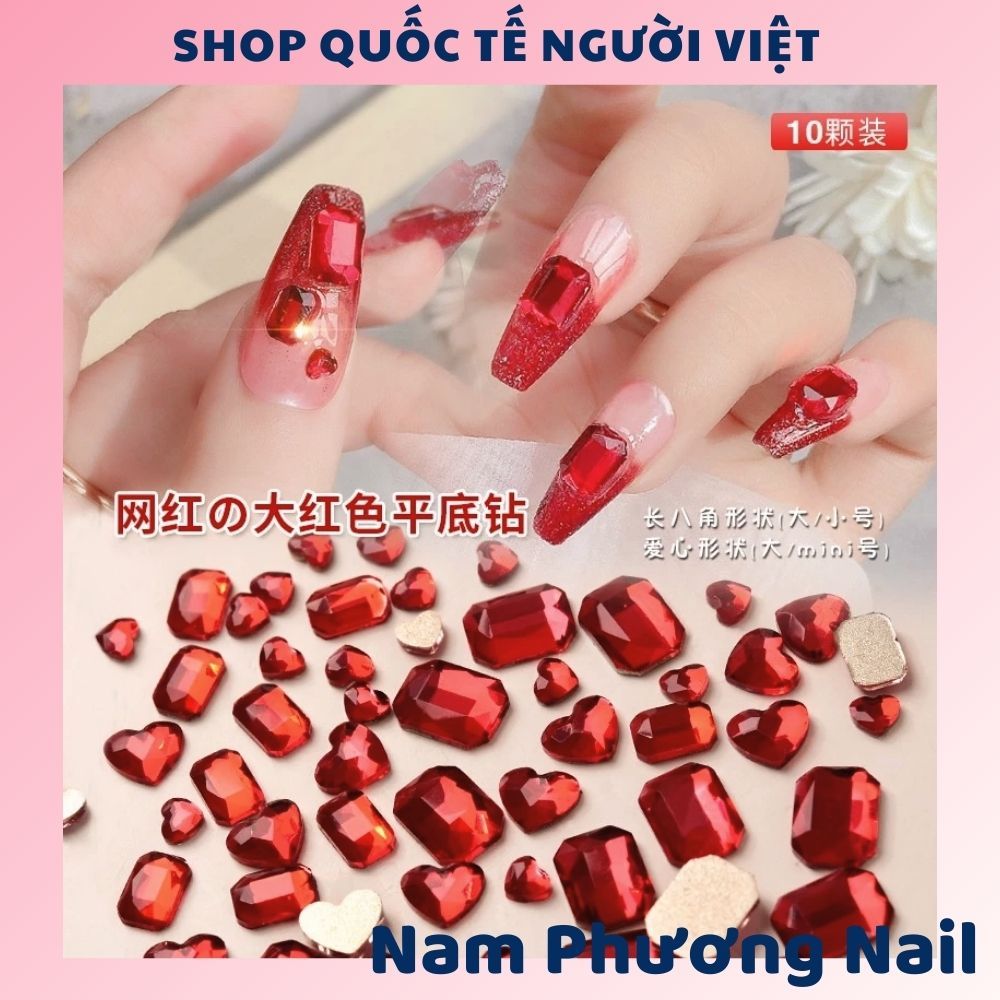 10 viên đá pha lê dạng khối, đá pha lê 3D lấp lánh 🌸 Nam Phương Nail 🌸