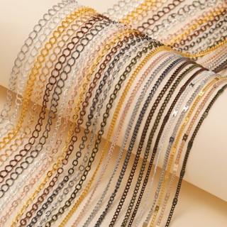 Dây xích làm đồ trang sức KUNKKA hình bầu dục bạc vàng đồng 1.5 2mm dùng làm phụ kiện vòng tay thủ công 2m