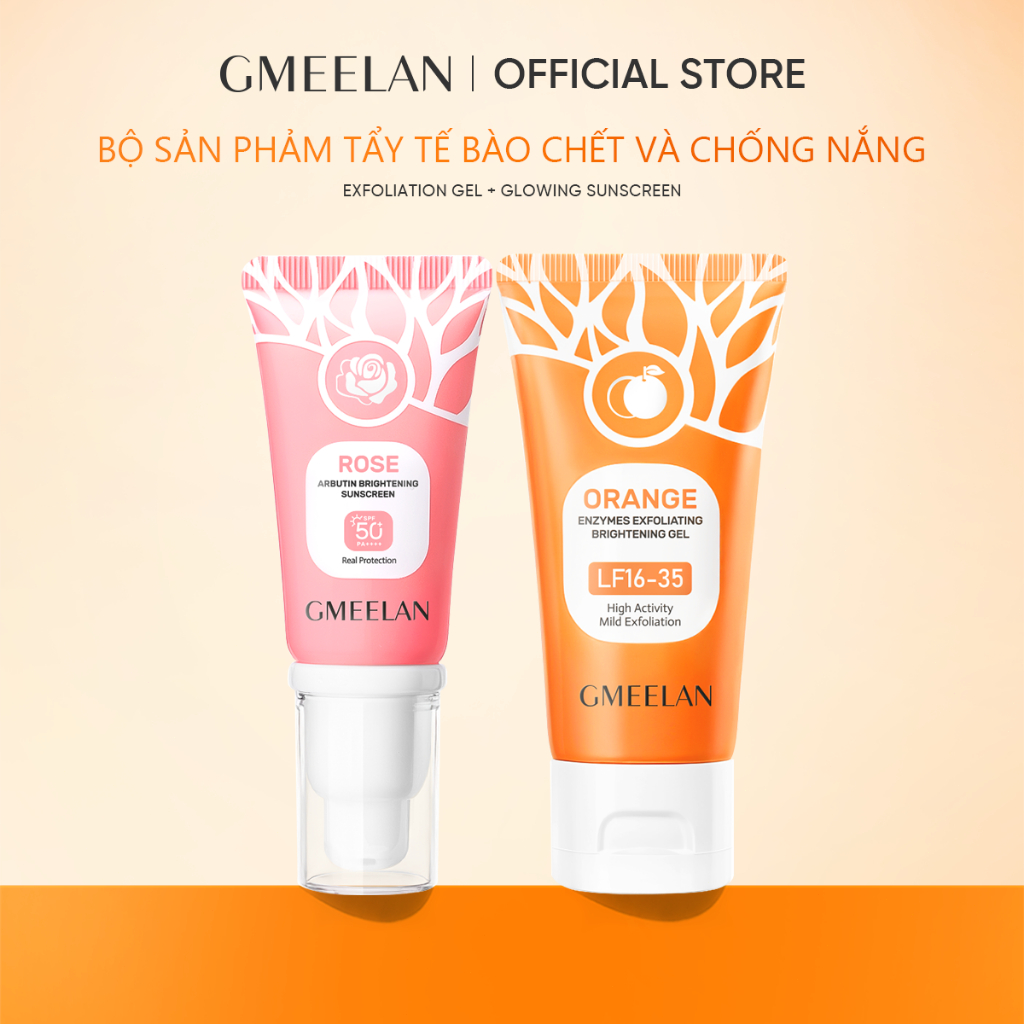COMBO 2PCS GMEELAN Gel Tẩy Tế Bào Chết Da Mặt 50g+Chiba Rose Kem chống nắng 30g Skincare