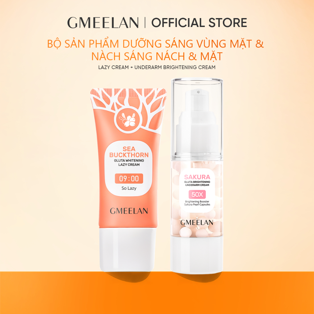GMEELAN COMBO 2PCS  Lazy Cream Kem cho người Glutathione 30g + Kem Dưỡng Nách Sakura Underarm Cream 