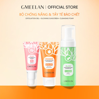3PCS KITS GMEELAN Gel Tẩy Tế Bào Chết Da Mặt 50g+SỮA RỬA MẶT TẠO BỌT LÀM SẠCH Ô LIU 150ml+Chiba Rose Kem chống nắng 30g