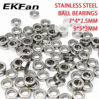Ekfan 1 Vòng bi thép không gỉ 7x4x2.5MM 9X3X5MM để quay giọt nước Mồi mồi Bộ phận cuộn