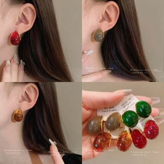 [Jewbeauty] Bông tai hình học thả kim bạc Maillard Bông tai đinh tán phong cách cổ điển thời trang phụ kiện cảm ứng cao