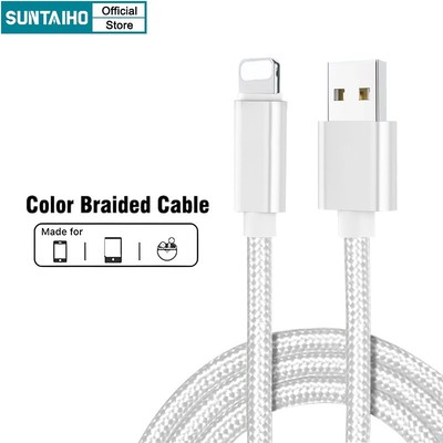 Suntaiho dây sạc usb 2.4A cáp sạc nhanh 1m Trắng truyền dữ liệu cáp bện màu