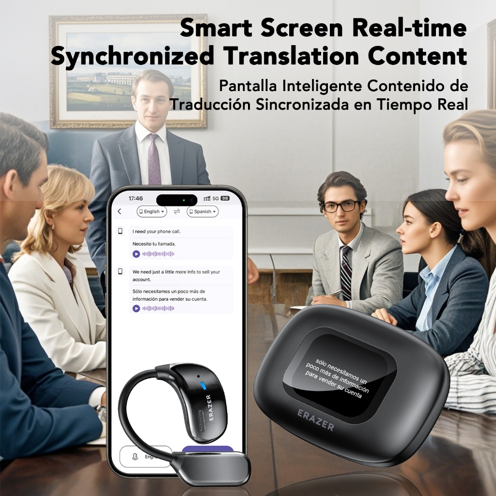 Lenovo ERAZER XF23 Al Tai nghe không dây dịch thời gian thực thông minh Bluetooth 5.4 IPX7 chống nước có màn hình cảm ứng LED Tai nghe kinh doanh với | BigBuy360 - bigbuy360.vn