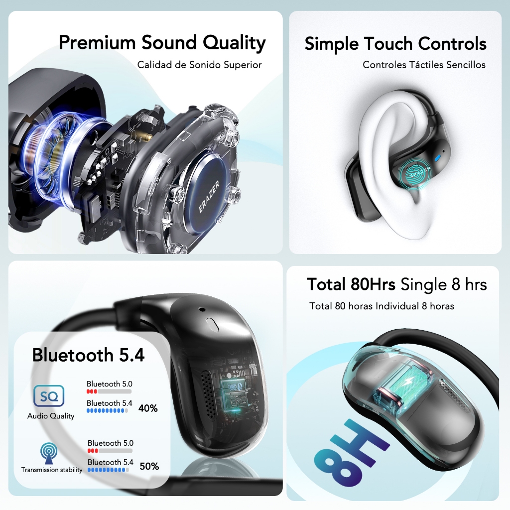 Lenovo ERAZER XF23 Al Tai nghe không dây dịch thời gian thực thông minh Bluetooth 5.4 IPX7 chống nước có màn hình cảm ứng LED Tai nghe kinh doanh với | BigBuy360 - bigbuy360.vn