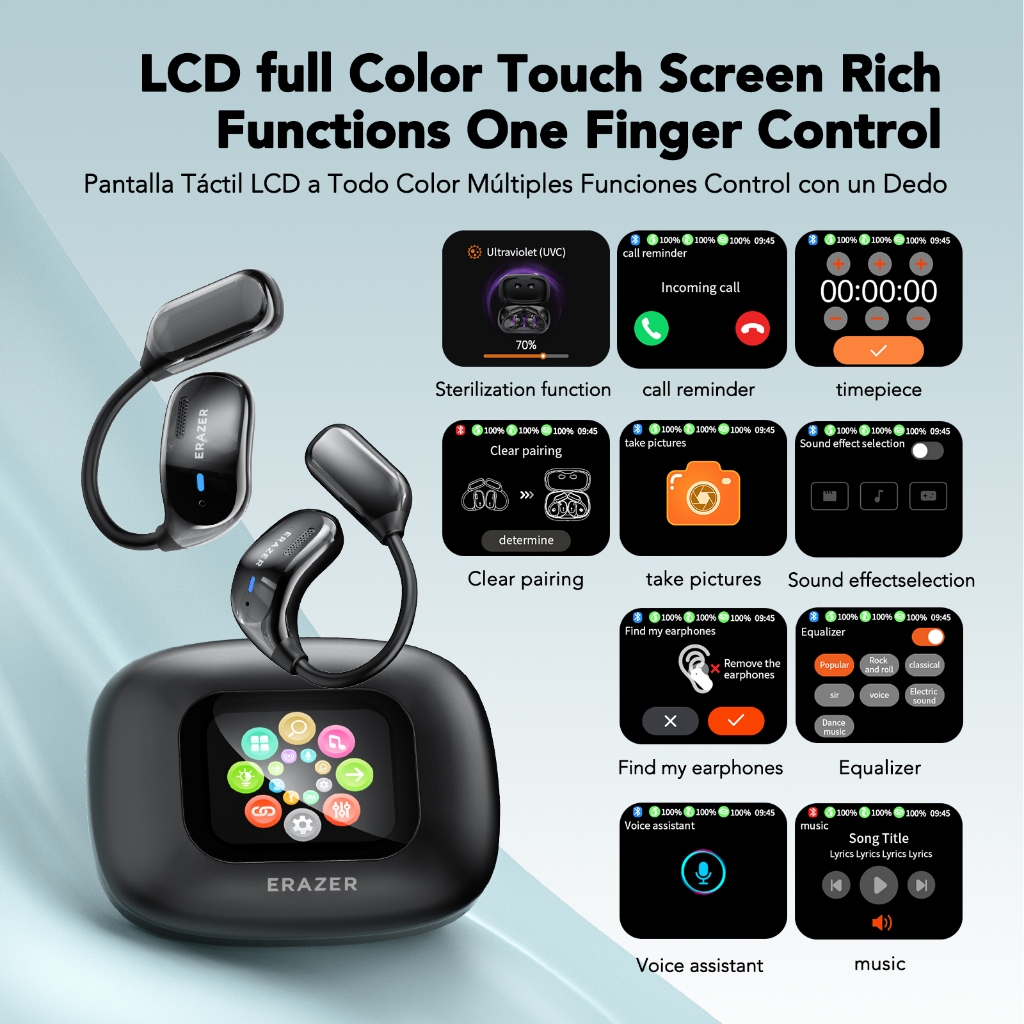 Lenovo ERAZER XF23 Al Tai nghe không dây dịch thời gian thực thông minh Bluetooth 5.4 IPX7 chống nước có màn hình cảm ứng LED Tai nghe kinh doanh với | BigBuy360 - bigbuy360.vn