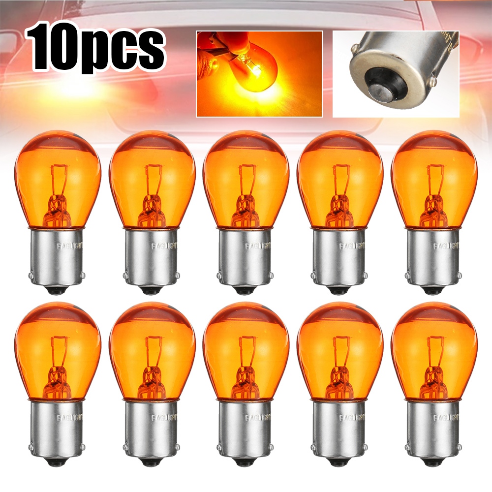 10 Cái / 2 Chiếc Đèn Báo Ô Tô Phanh Ngược Đèn Đỗ Xe Bóng Đèn LED 1156 BAU15S PY21W 12V Hổ Phách Vàng