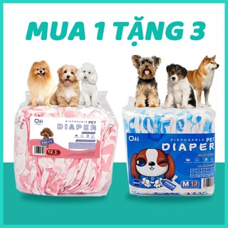【 Mua 1 TẶNG 3 】 Qti Tã dùng một lần cho chó cưng dành cho chó cái và đực có màn hình hiển thị mức nước tiểu (1 Gói/ 12-17 chiếc)