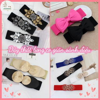 Thắt Lưng Co Giãn Đính Đá Hình Hoa Hồng Dành Cho Nữ