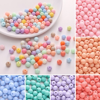 50-100 miếng 8 / 10mm Acrylic Rắn Kẹo Màu Mờ Tròn Hạt Cho DIY Trang Sức Vòng Tay Vòng Cổ Làm Phụ Kiện