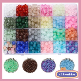 St.kunkka Bộ 50 8mm Hạt Thủy Tinh Hai Màu Rời Hạt Cho DIY Trang Sức Làm Phụ Kiện