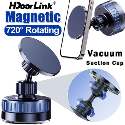 Giá đỡ điện thoại ô tô gấp hút chân không HdoorLink 720° Xoay từ tính Hút Điều hướng Cửa thoát khí Giá đỡ xe hơi