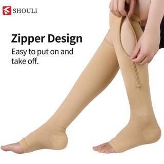 Vớ Nén SHOULI Cao Đến Đầu Gối Có Khóa Kéo Hỗ Trợ Chắc Chắn Cho Nam Nữ Edema Swollen Y Tá Phục Hồi Chức Năng