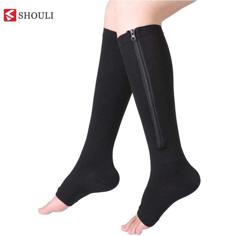 Vớ Nén SHOULI Cao Đến Đầu Gối Có Khóa Kéo Hỗ Trợ Chắc Chắn Cho Người Mang Thai Edema Swollen