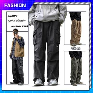 Quần Túi Hộp nam nữ quần vải dù ống rộng màu trơn Có Dây Rút  phong cách hàn quốc không thấm nước