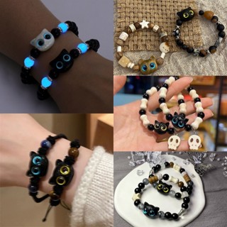 K2nightfee Dễ Thương Mắt To Mèo Dạ Quang Vòng Tay Dành Cho Nữ Hoạt Hình Động Vật Mặt Dây Chuyền Đính Hạt Tay Dây Chuyền Tình Bạn Cặp Đôi Vòng Tay Trang Sức Quà Tặng VN
