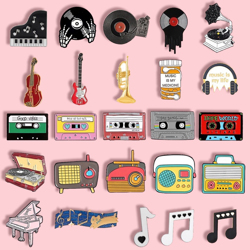 Ghim Cài Áo Hình Đàn Ghi Ta / Radio / Biểu Tượng Âm Nhạc