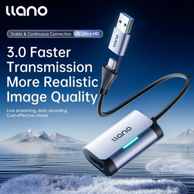 Thẻ ghi Video Llano Thẻ ghi Video 2 trong 1 USB C 3.0 HDMI sang USB C Ghi âm thanh ở 1080P @ 60Hz 2K @ 30Hz để giảng dạy Phát sóng trò chơi Hội nghị Video phát trực tuyến