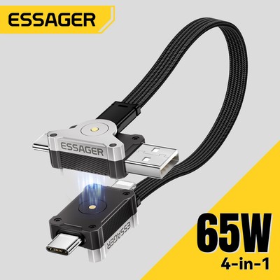 Essager 65W Cáp sạc nhanh công suất cao Cáp dữ liệu sạc đa giao diện 4 trong 1 cho điện thoại và máy tính xách tay