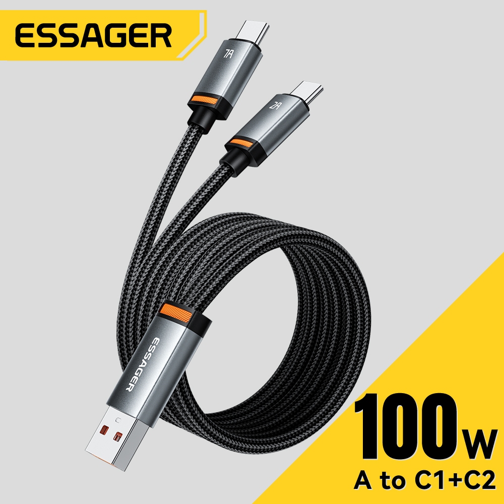 Essager Nâng cấp USB sang cáp dữ liệu sạc nhanh 2 trong 1 Type-C + L