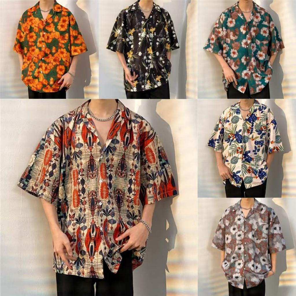 M-3XL Nam Retro Hoa Hawaii Áo Sơ Mi Nam Tay Ngắn M-3XL 100 Loại
