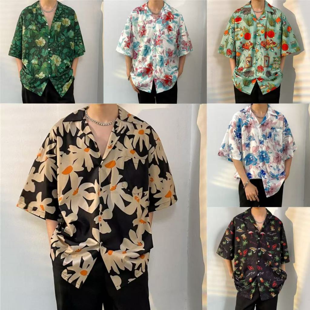 M-3XL Nam Retro Hoa Hawaii Áo Sơ Mi Nam Tay Ngắn M-3XL 100 Loại 1